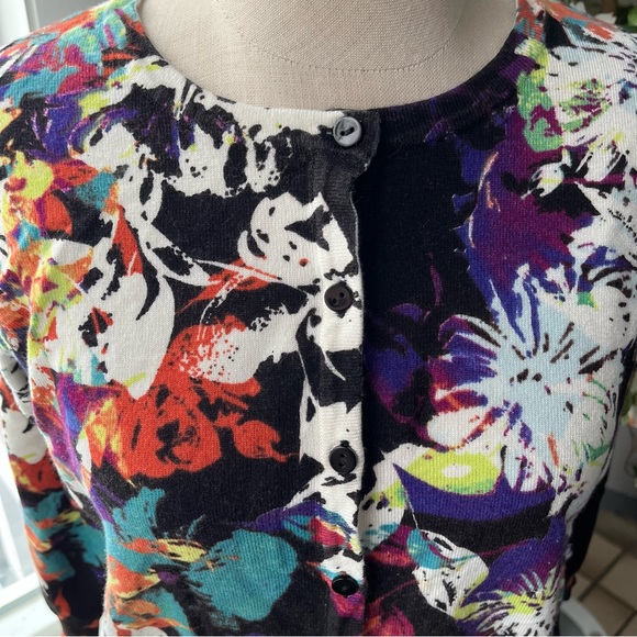 Joseph A. Abstract Floral Print Cardigan, Size L - Picture 5 of 11